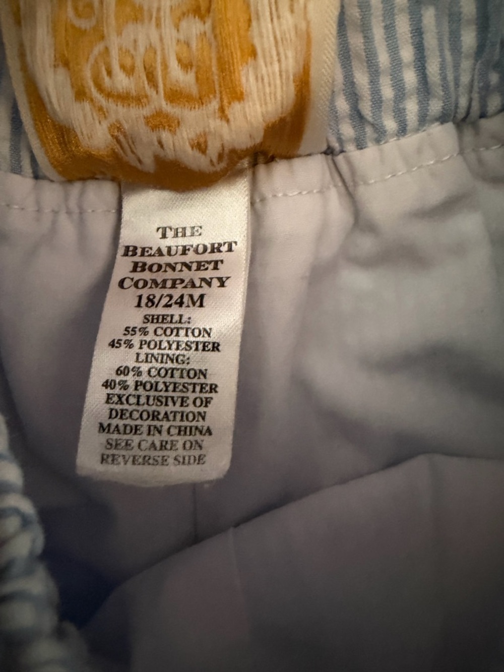 The Beaufort Bonnet Company Blue and White Sheffield Seersucker Toddler Shorts - Picture 4 of 5